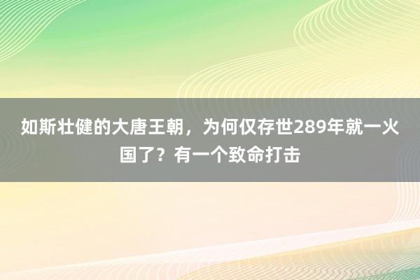 如斯壮健的大唐王朝，为何仅存世289年就一火国了？有一个致命打击