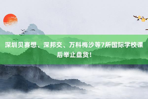 深圳贝赛想、深邦交、万科梅沙等7所国际学校课后举止盘货！