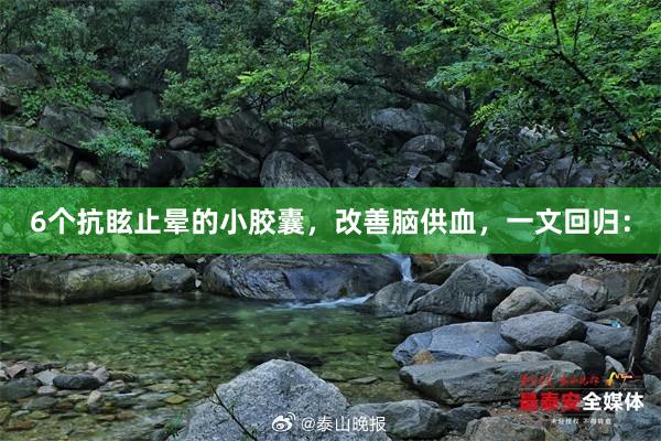 6个抗眩止晕的小胶囊，改善脑供血，一文回归：