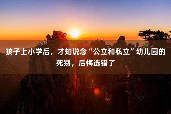 孩子上小学后，才知说念“公立和私立”幼儿园的死别，后悔选错了