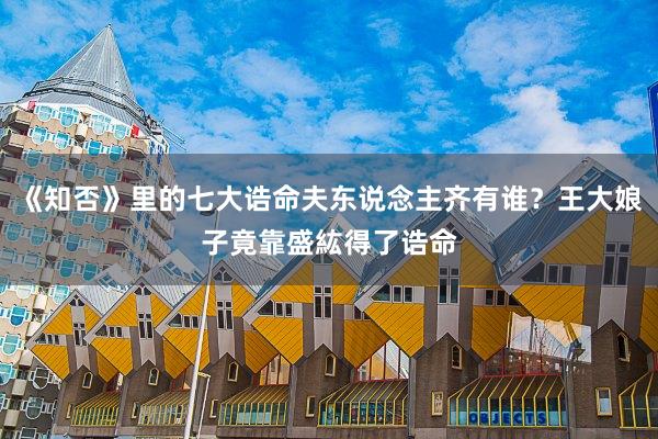 《知否》里的七大诰命夫东说念主齐有谁？王大娘子竟靠盛紘得了诰命
