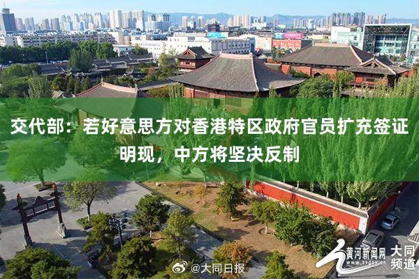 交代部：若好意思方对香港特区政府官员扩充签证明现，中方将坚决反制
