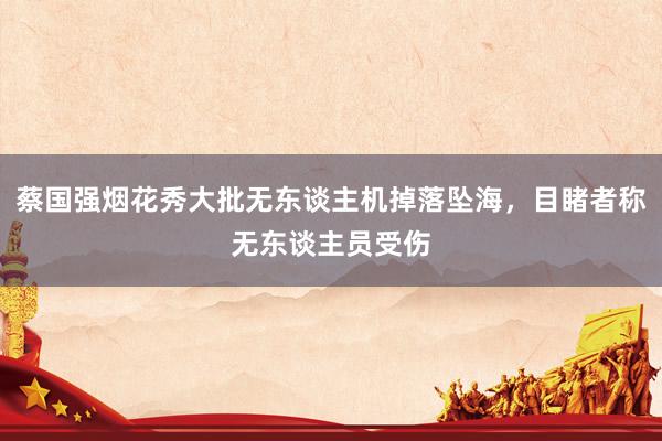 蔡国强烟花秀大批无东谈主机掉落坠海，目睹者称无东谈主员受伤