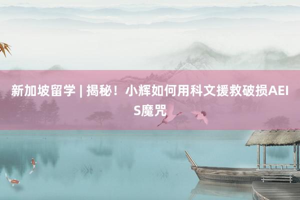 新加坡留学 | 揭秘！小辉如何用科文援救破损AEIS魔咒