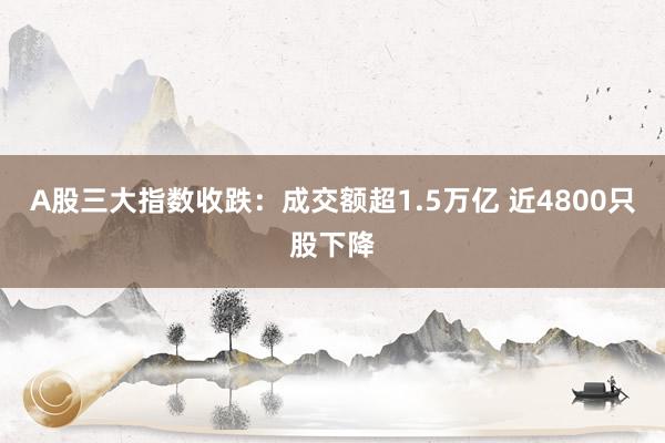 A股三大指数收跌：成交额超1.5万亿 近4800只股下降